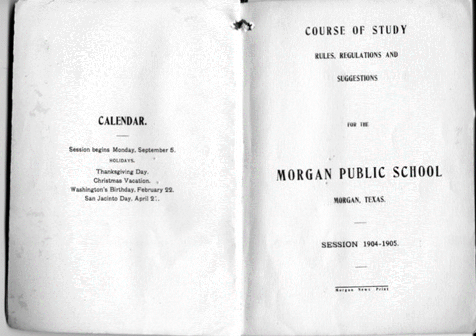 Morgan School Announcement, Morgan, Bosque County, Texas