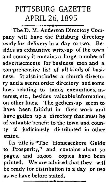 1895 Homeseekers Guide to Prosperity, Camp County, Texas
