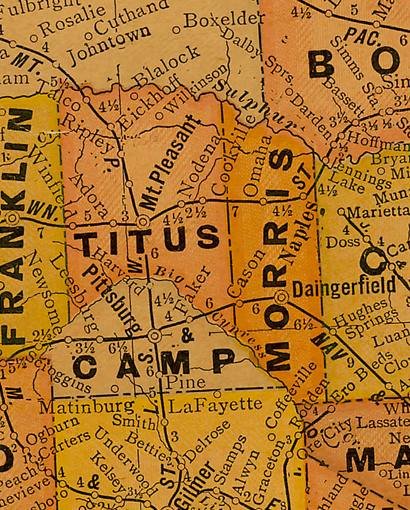 Post Office Map, 1920, Camp County, Texas