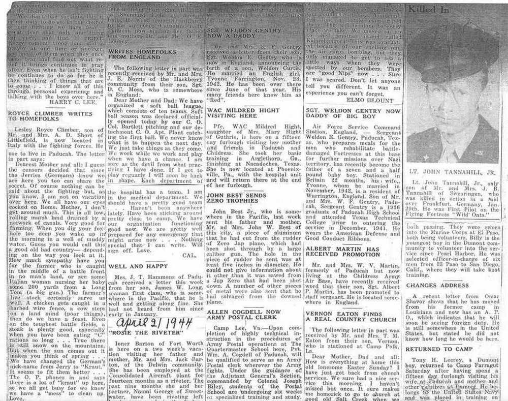 World War II Military News, Cottle County, Texas