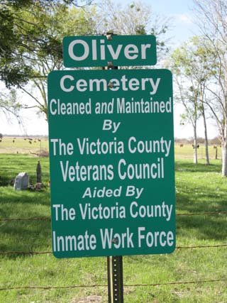 Oliver Cemetery Sign, Victoria County