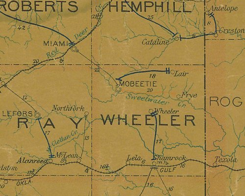 1907 postal map, Wheeler County, Texas