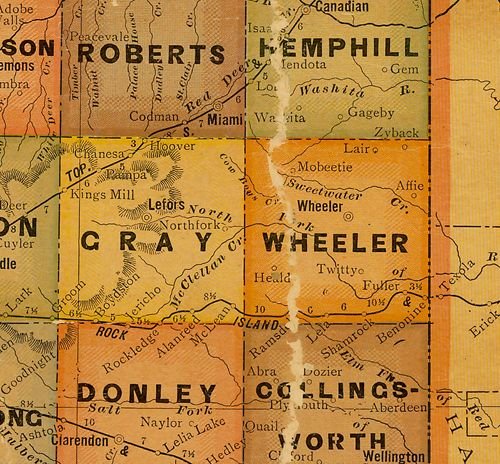 1920s postal map, Wheeler County, Texas