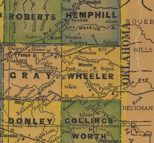 1940s postal map, Wheeler County, Texas